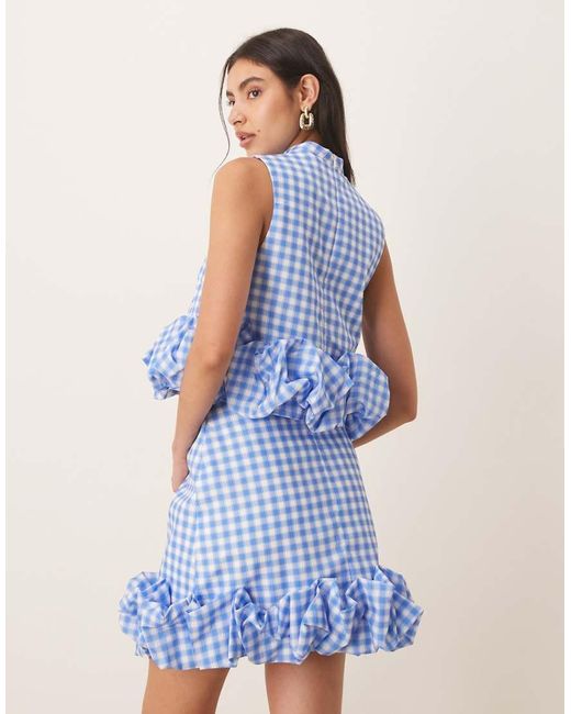 Sister Jane Crop Top Met Gingham Ruit in het Blue