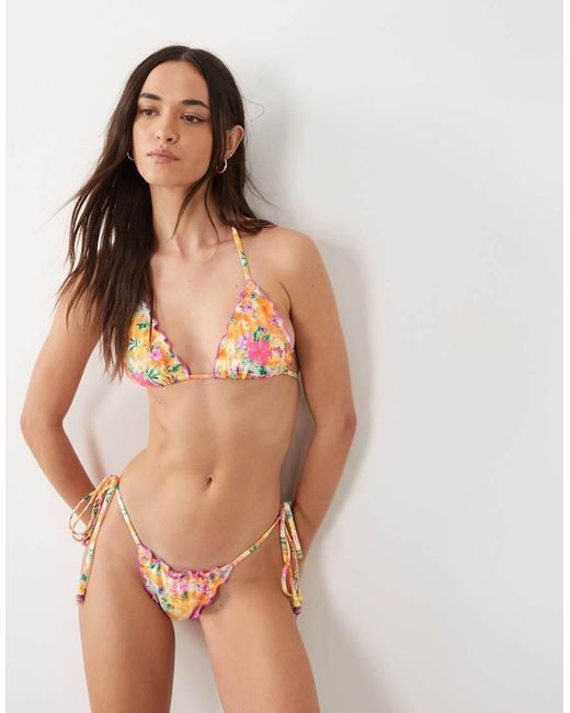 Kulani Kinis Orange Peachy Pocket Tieside Thong Bikini Bottom