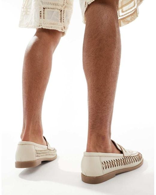 River Island White Woven Loafers