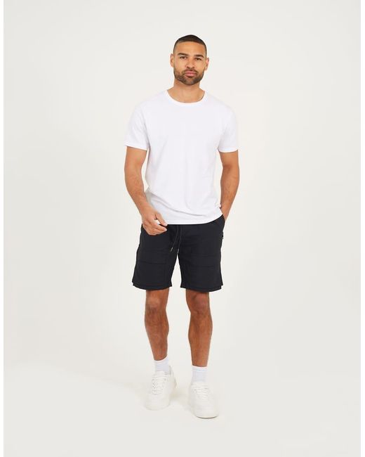 Brave Soul Blue Cotton Utility Elasticated Waist Shorts for men
