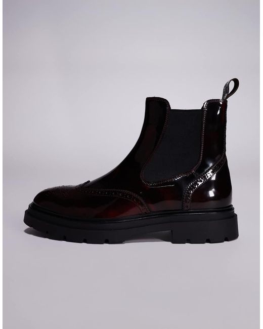 Steve Madden Blue Stancie Chelsea Boots With Brogue Detail for men