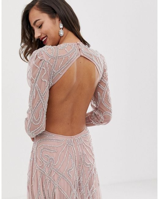 ASOS Nouveau Crystal Embellished Maxi Dress in Pink Lyst Australia