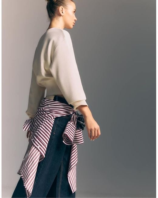 Stradivarius Gebreide Top Met Sjerp in het Gray