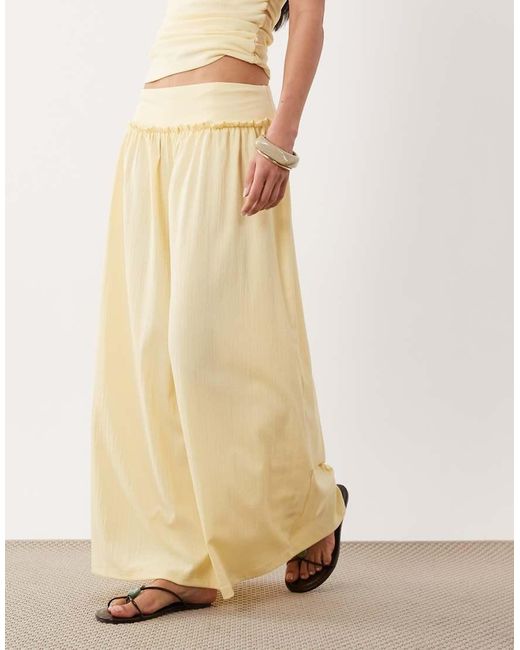 ASOS Natural Ruched Seam Midi Skirt