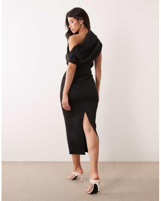 ASOS Natural Dramatic Neckline Midi Dress