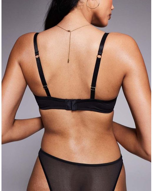 ASOS Black Fuller Bust Lennox Mesh Underwired Bra With Satin Binding