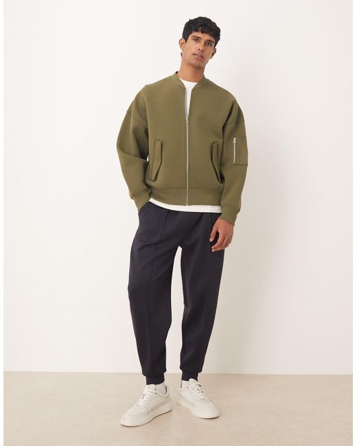 Bomber ma-1 ultra oversize en jersey épais imitation néoprène - kaki ASOS pour homme en coloris Green