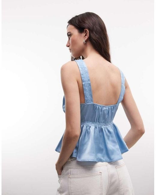 Reclaimed Vintage Blue Tea Top With Pintucks And Buttons