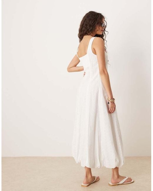 Mango Natural Structured Soft Bubble Hem Cotton Midaxi Dress