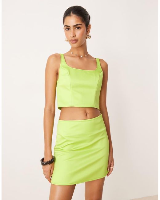 ASOS Green Satin Wide Square Neck Cami Top