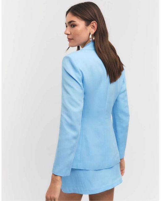 Stradivarius Blue Asymmetric Blazer