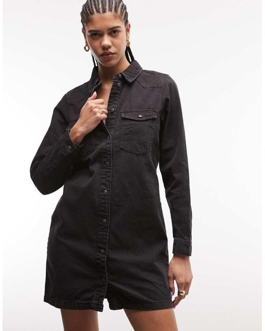 Noisy May Black Long Sleeve Denim Dress