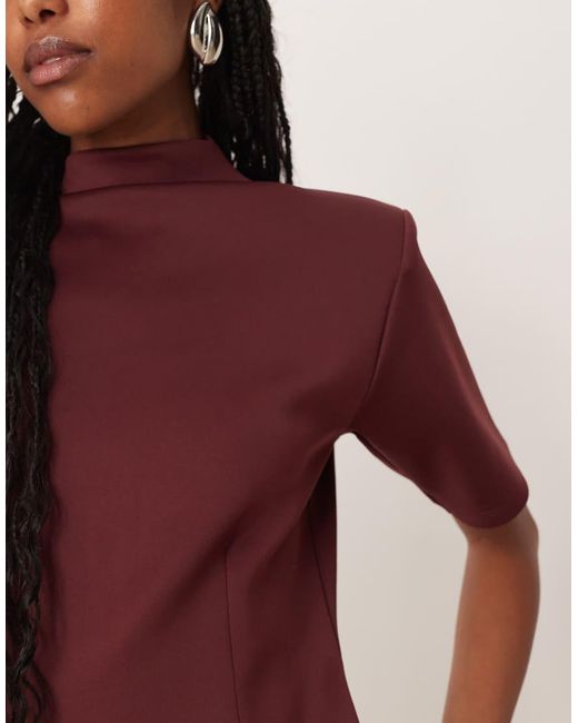 ASOS Red Scuba-style Fabric Grown On Neck Cinched Tee