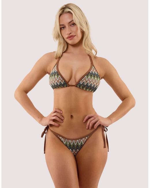 Wolf & Whistle Black Jara Knitted Chevron Fuller Bust Bikini Top