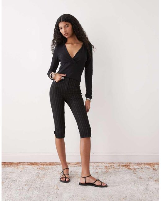 Collusion Black Long Sleeve V Neck Wrap Top