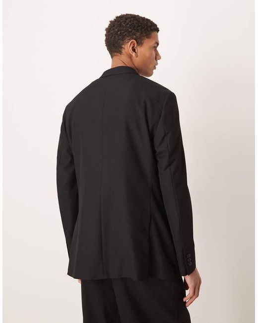 Mango Black Oversized Doubled Breasted Jacket for men