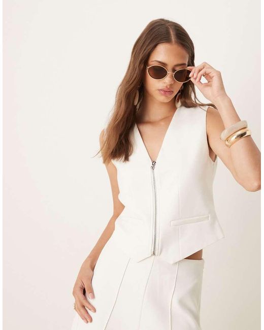 Y.A.S Natural Tailored Twill Zip Front Waistcoat Co-ord