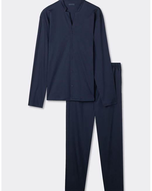 Intimissimi Blue Full-Length Button-Up Cotton Pyjamas for men