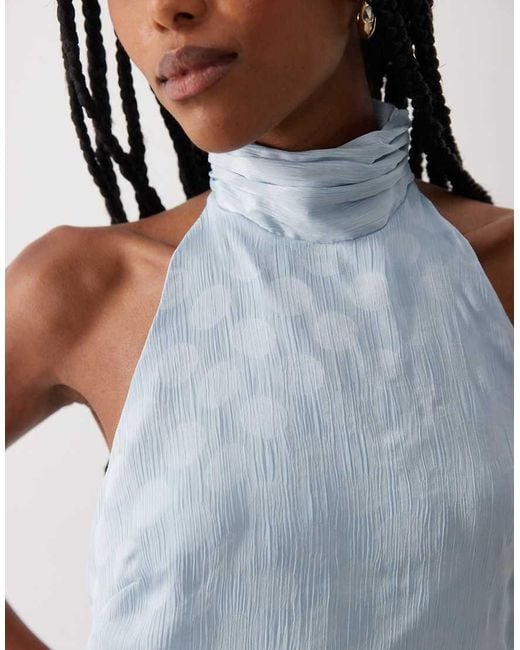 ASOS White Chiffon High Neck Halter Maxi Dress