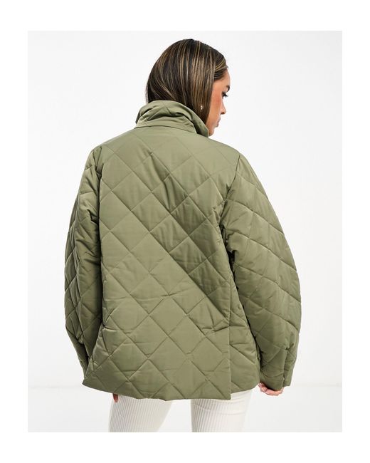 & Other Stories Green Padded Quilted Jacket