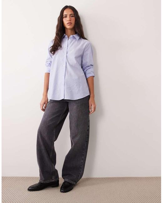 Camicia Classica A Righe di Mango in Purple