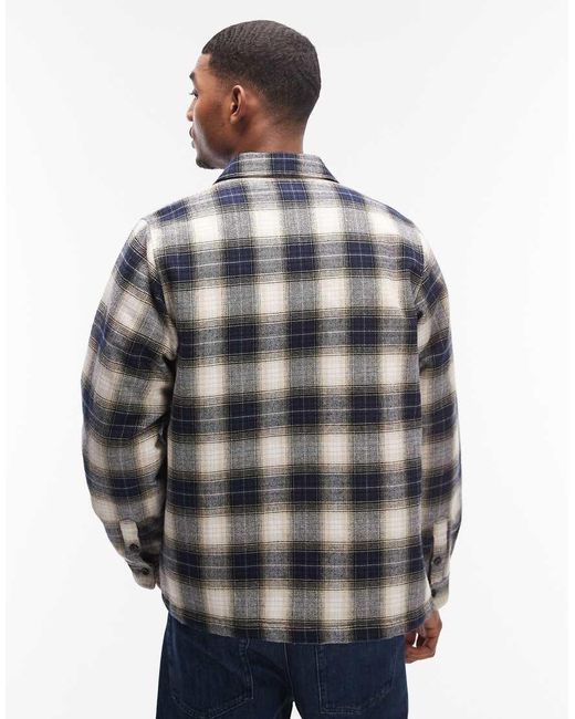 No Problemo Blue Flannel Overshirt With Quilted Lining for men