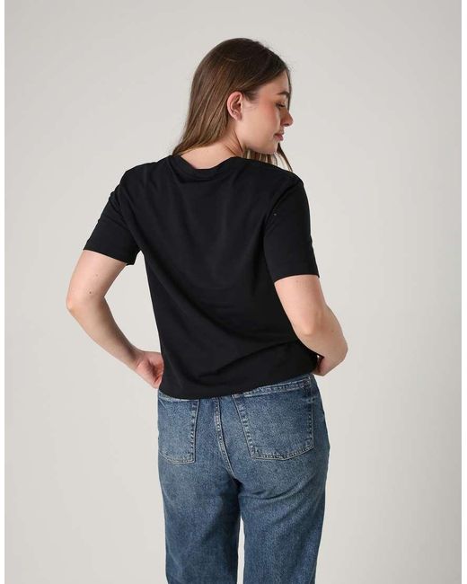 French Connection Black 2 Pack Cotton Ruched Seam Crew Neck Short Sleeve Tops