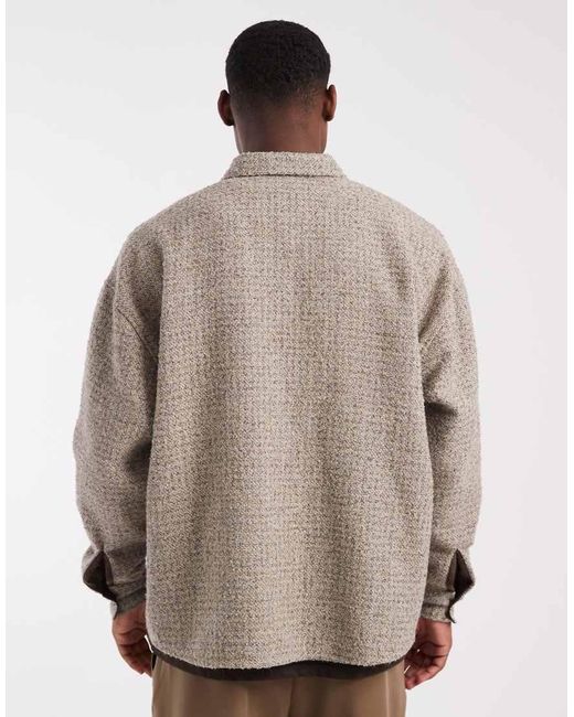 ASOS Natural Volume Oversized Boucle Shirt for men