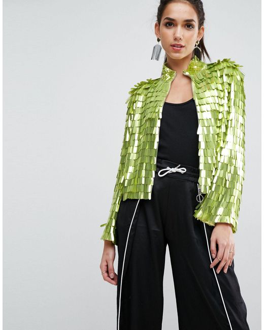 ASOS Green Premium Sequin Kimono Jacket