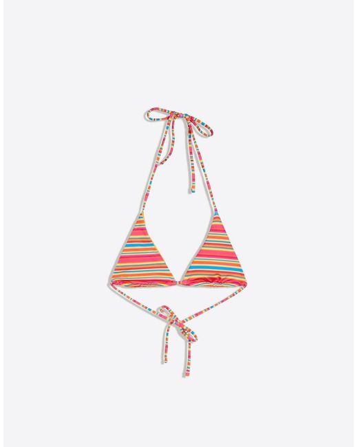 Bershka Brown Striped Halter Bikini Top