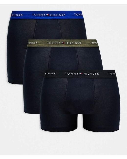 Tommy Hilfiger Blue Signature Cotton Essentials 3 Pack Boxer Briefs for men