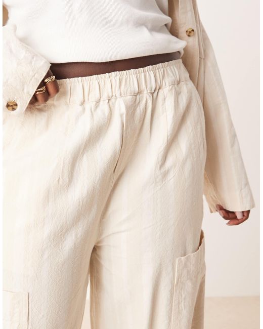 ASOS Natural Curve Cotton Barrel Leg Trousers With Utility Pockets Co-ord