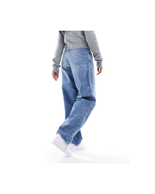 Rail - jeans ampi dritti a vita medio alta di Weekday in Blue