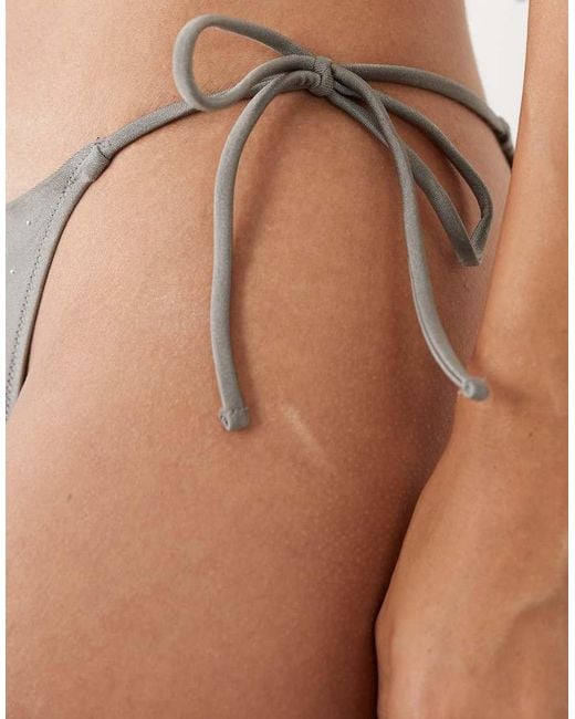 Mango Natural Hotfix Embellished Tie Side Bikini Bottom