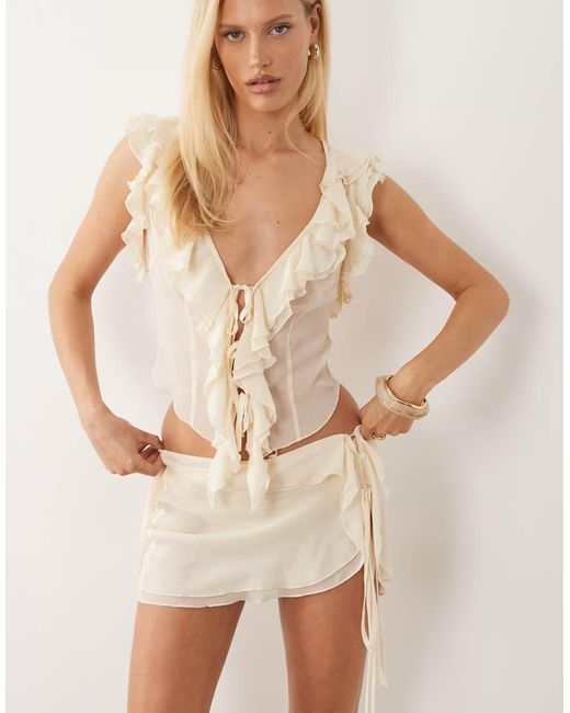 I.AM.GIA Natural Portia Chiffon Tie Side Chiffon Mini Skirt