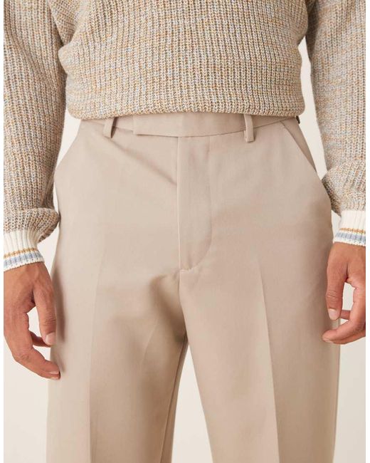 ASOS Natural Smart Wide Leg Trousers for men