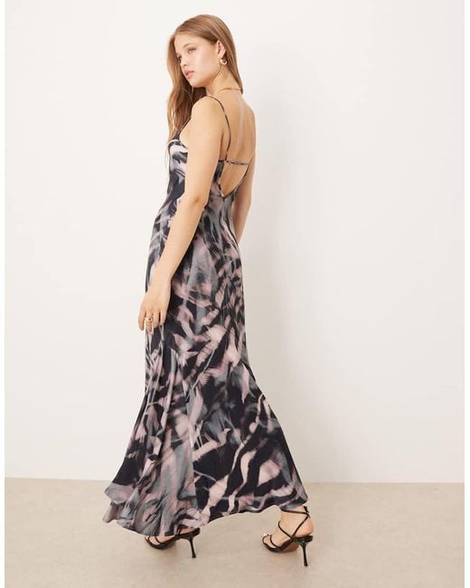 ASOS Multicolor Cami Tie Back Satin Slip Midi Dress