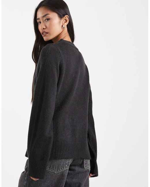 ASOS Black Waisted V Neck Cardigan With Pocket Detail