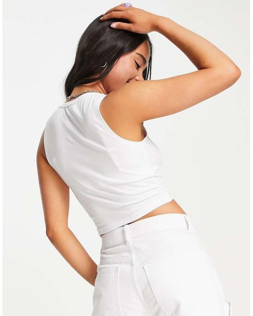 Noisy May White Twist Front Crop Top