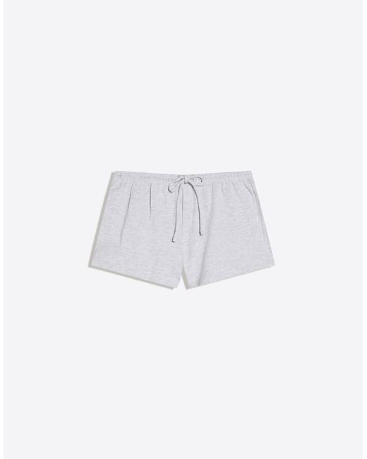 Bershka White Elastic Waist Plush Shorts
