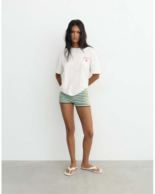 Pull&Bear White Stwd Flower T-Shirt