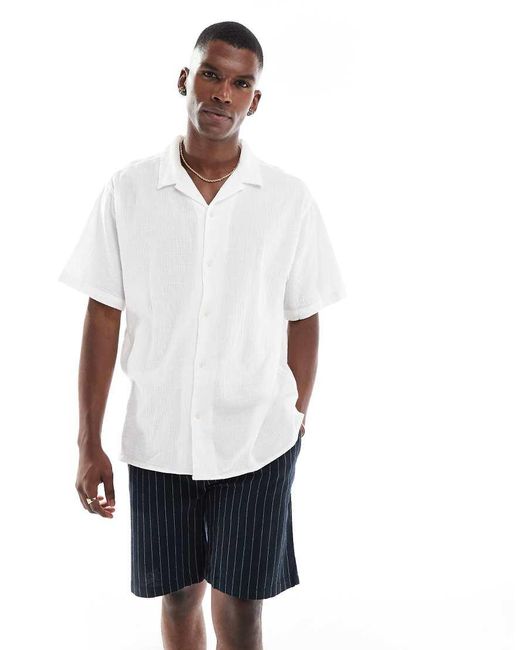 Jack & Jones Overhemd Met Reverskraag En Kreukeltextuur in het White voor heren