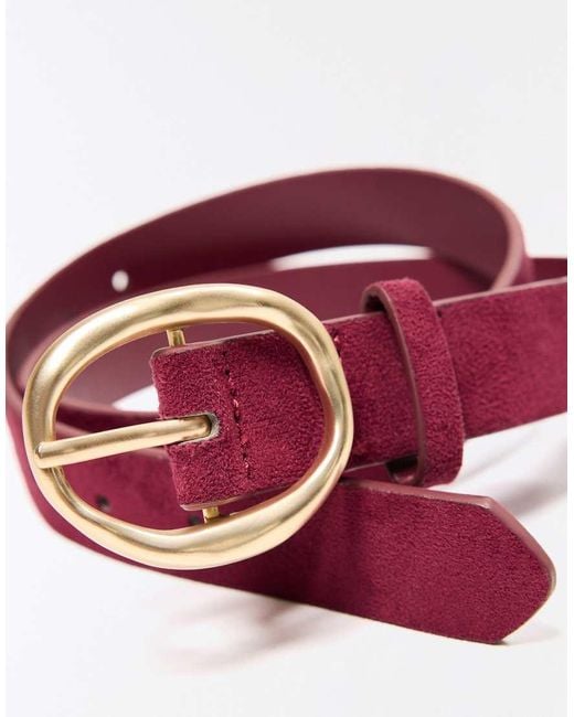 Bershka Blue Leather Effect Belt With Buckle