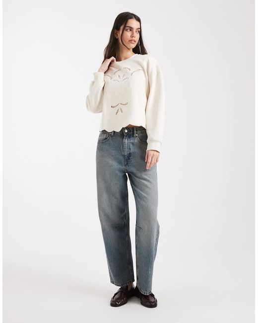 Miss Selfridge White Embroidered Tie Sides Sweatshirt