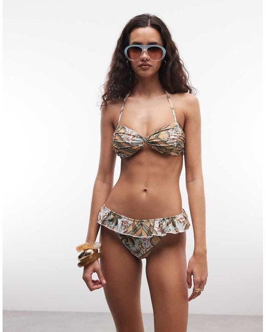 Reclaimed Vintage Brown Tie Side Bikini Bottom