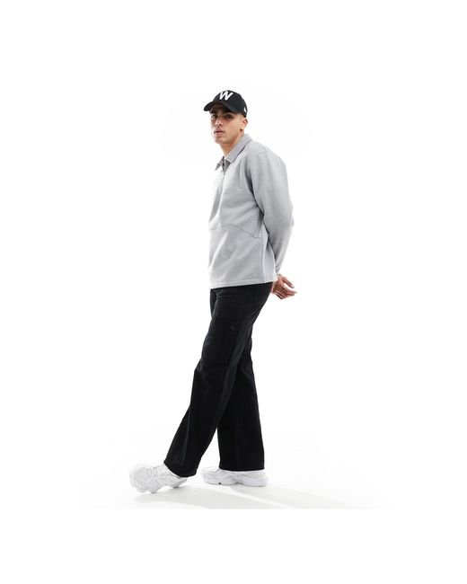 ASOS Gray Oversized Heavyweight Half Zip Polo Sweatshirt for men