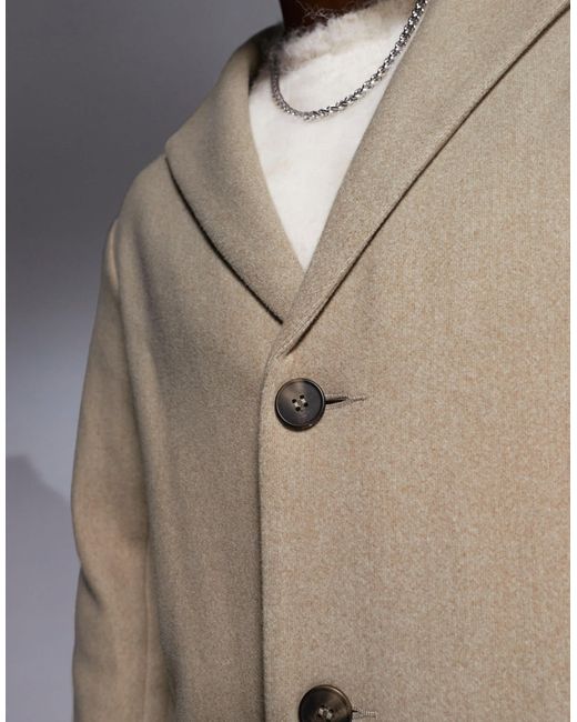 ASOS Natural Regular Fit Wool Look Overcoat for men