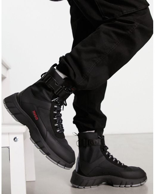 HUGO Black Kyle Hito Hiking Style Boots for men