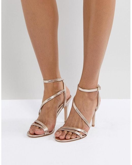 Faith Metallic Delly Rose Gold Heeled Sandals