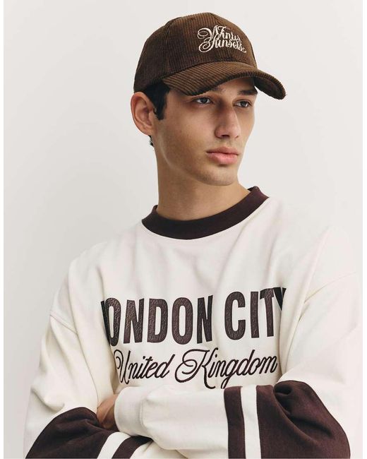 Pull&Bear Brown Corduroy Cap for men